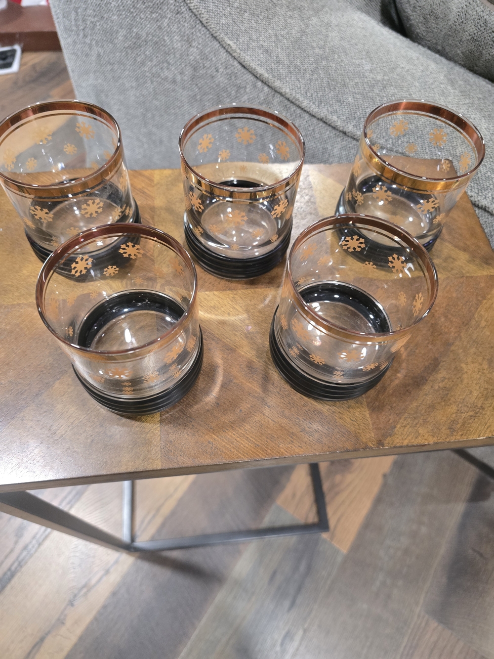Vintage MCM Gold-Trim Black Rocks Glass Tumbler Set - 5-Piece